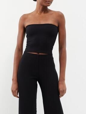 Leset Rio Bandeau-Neckline Ponte Top - M - Black